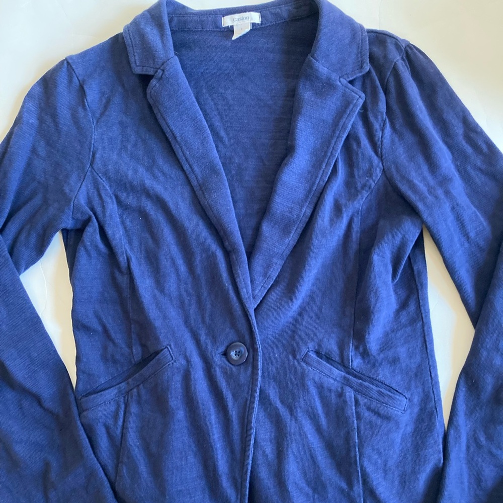 Caslon comfy knit jacket blazer small navy EUC